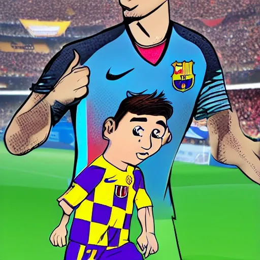 , Cartoon, Messi , Ronaldo - Arthub.ai