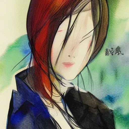 床上一个裸露的女人, , Water Color