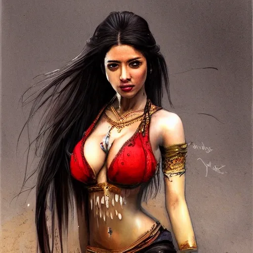 portrait full body female South Asian with slim curvy body painting by gaston bussiere, greg rutkowski, yoji shinkawa, yoshitaka amano, tsutomu nihei, donato giancola, tim hildebrandt, oil on canvas, trending on artstation, featured on pixiv, cinematic composition, extreme detail, metahuman creator

,(best quality:1.4), ((masterpiece)),((realistic)), (detailed),

Negative prompt: paintings, sketches, (worst quality:2.0),(normal quality:2.0), (low quality:2.0), lowres, ((monochrome)), ((grayscale))(monochrome:1.1), (shota:1.5), ((disfigured)), ((bad art)),((NSFW)), bad-hands-5,
Steps: 20, Sampler: DDIM, CFG scale: 7, Seed: 4141018083, Size: 512x768, Model hash: 32c4949218, Model: V08_V08, Denoising strength: 0.5, ENSD: 31337, Hires upscale: 2, Hires steps: 20, Hires upscaler: 4x-UltraSharp