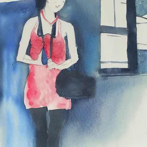 床上一个裸露的女人, , Water Color