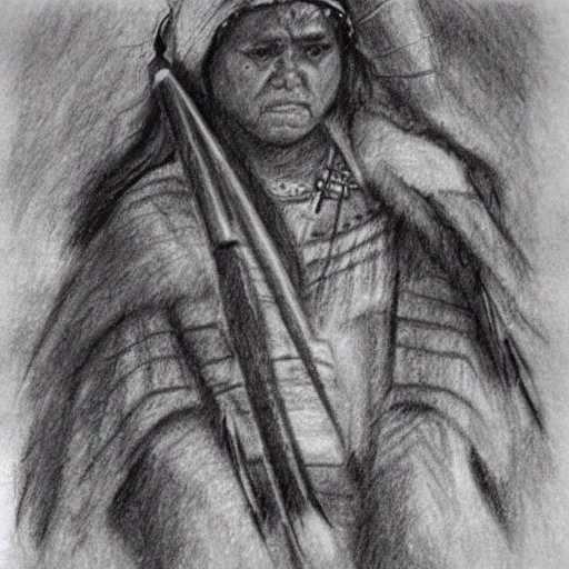 , Pencil Sketch, mapuche, 