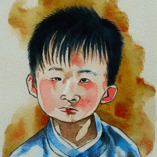 a Chinese boy, Water Color