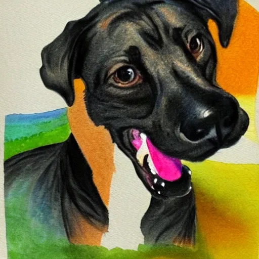 
happy dog , Water Color