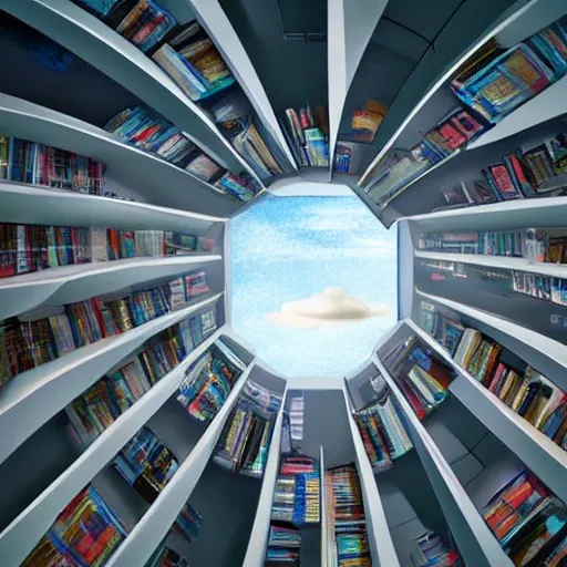 Bibliothèque sous un ciel étoilée, 3D