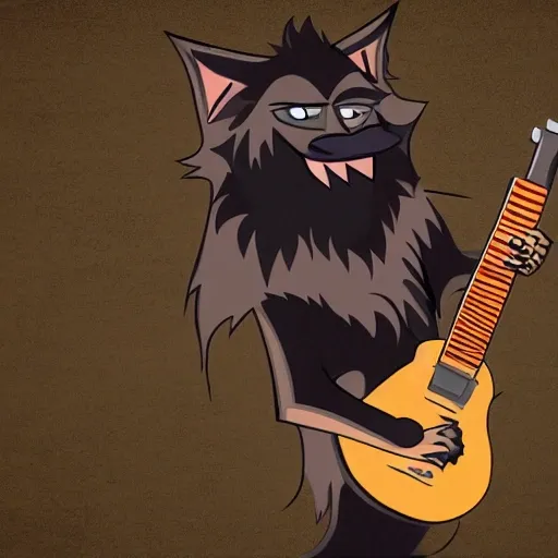 rock werewolf playing guitar, Cartoon