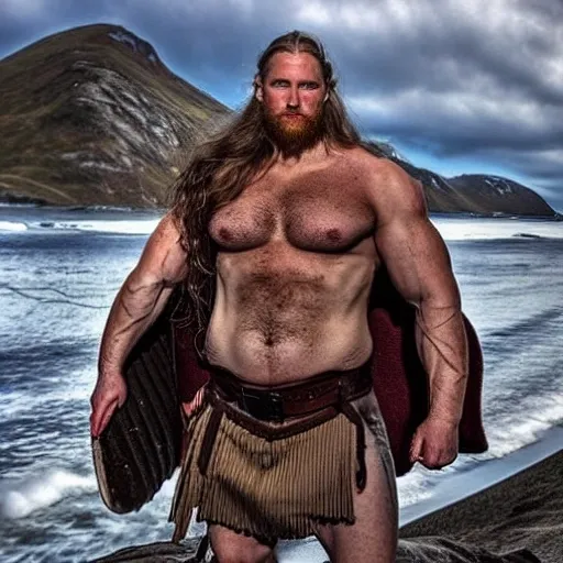 muscular viking who has armor and killer look, on norwegian beaches, fantasy