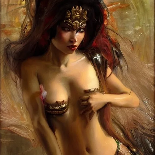 portrait full body female Russian concubine with slim curvy body painting by gaston bussiere, greg rutkowski, yoji shinkawa, yoshitaka amano, tsutomu nihei, donato giancola, tim hildebrandt, oil on canvas, trending on artstation, featured on pixiv, cinematic composition, extreme detail, metahuman creator

,(best quality:1.4), ((masterpiece)),((realistic)), (detailed),