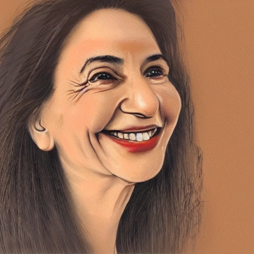 retrato de mujer de 30 años sonriendo, imagen realista, vista frontal, pelo largo ondulado castaño sin encrespar, en el fondo detras de ella se identifica el Senna