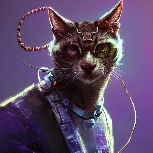 a beautiful portrait of a cute cyberpunk wildcat by greg rutkowski and wlop, purple blue color scheme, high key lighting, digital art, highly detailed, fine detail, intricate, ornate, complex
