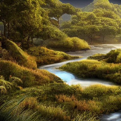 A realistic beautiful natural landscape, 4k resolution, hyper detailed