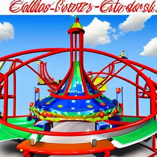 Attractions such as roller coasters and merry-go-rounds.
, Cartoon, 3D