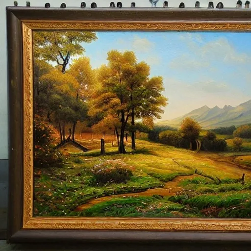 Creative rural landscape, Russian oil painting color scheme, highly detailed, fine detail, intricate, vintage, complex