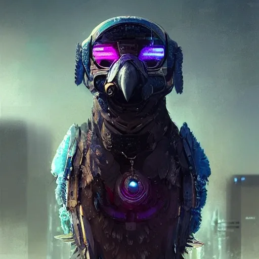 a beautiful portrait of a cute cyberpunk  condor by greg rutkowski and wlop, purple blue color scheme, high key lighting, digital art, highly detailed, fine detail, intricate, ornate, complex

