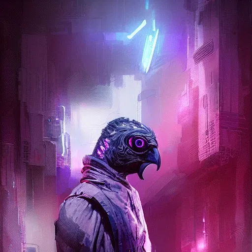 a beautiful portrait of a cute cyberpunk  bad condor by greg rutkowski and wlop, purple blue color scheme, high key lighting, digital art, highly detailed, fine detail, intricate, ornate, complex

