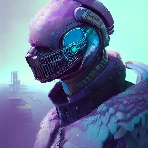 a beautiful portrait of a cute cyberpunk  bad condor by greg rutkowski and wlop, purple blue color scheme, high key lighting, digital art, highly detailed, fine detail, intricate, ornate, complex

