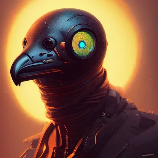 a beautiful portrait of a cute cyberpunk  bad petrel by greg rutkowski and wlop, orange color scheme, high key lighting, digital art, highly detailed, fine detail, intricate, ornate, complex
