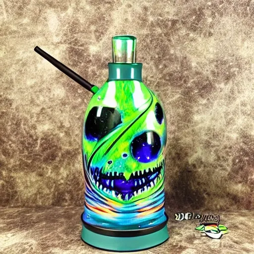 Trippy cannabis alien galaxy horror smoke bong