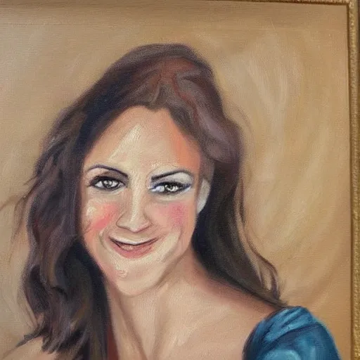 Oil Painting, retrato mujer concubina rusa de cuerpo completo con cuerpo curvilíneo delgado pintura ultra divina, sonriente.