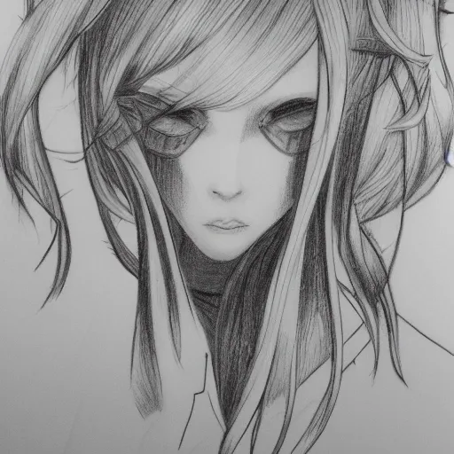 美女,, Pencil Sketch, Trippy - Arthub.ai