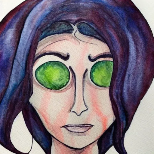 Judtice symbol woman with no band in her eyes , Water Color