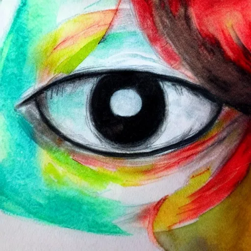 Judtice symbol with no band in her eyes , Water Color