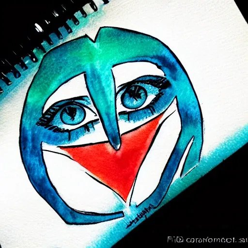 Justice symbol with no band in her eyes , Water Color