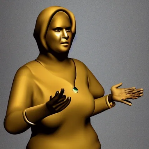 a woman with the justice symbol in her hands, 3D