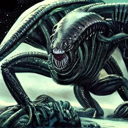 Realistic, amphibian Xenomorph , Blackwater in outer space 