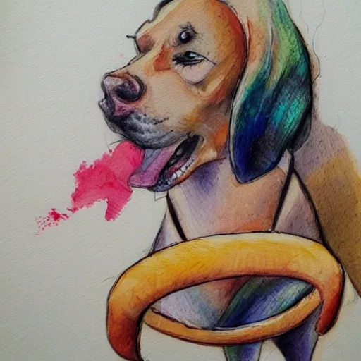 chica asustada con un perro rabioso, Water Color, Oil Painting, Trippy, Cartoon, 3D, Pencil Sketch