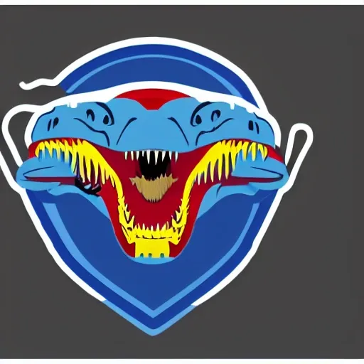 a e-sports team logo with a t-rex with a parachute breaking trough a crypto token