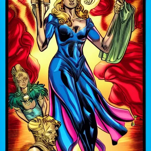 lady justice, gorgeous, high detail, Marvel comic style