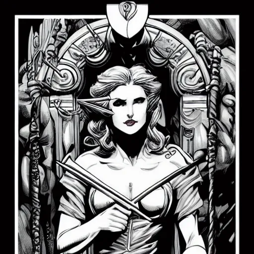 a Marvel comic portrait style of lady justice, gorgeous, high detail, concept art, broad frame