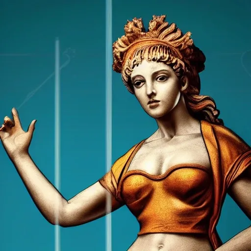 full length portrait of beautiful lady, gorgeous, high detail, concept art, broad frame, pop art, greek statue