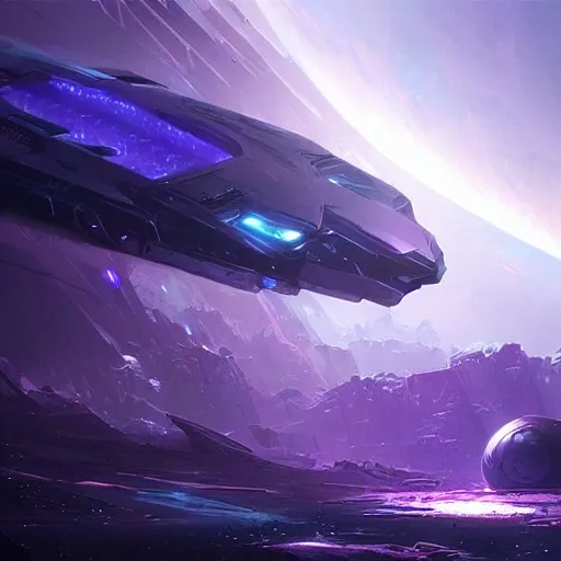 purple blue planet, futuristic, cyber, ice, cool, style greg rutkowski, seen from another galaxy