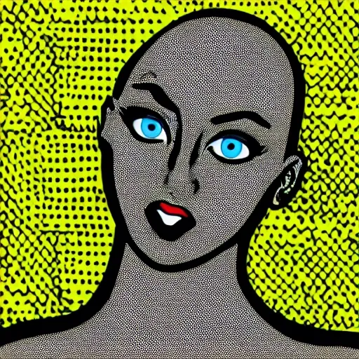 Female Blue Eyes Cute Bald Pop Art Concept Art White Backgr Arthubai 