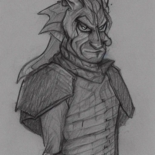 , Pencil Sketch of a dnd character who is half rat