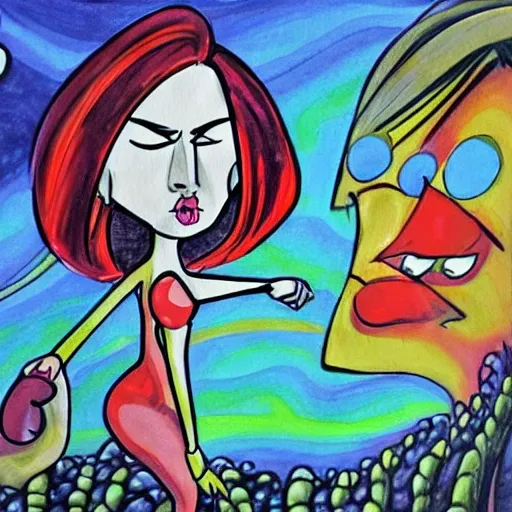 Ic Dark Cartoon Cartoon Trippy Oil Painting Water Co Arthub Ai