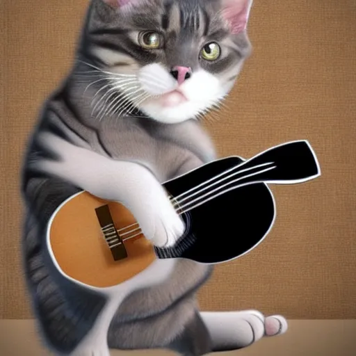 Realistic Cat playing the guitar