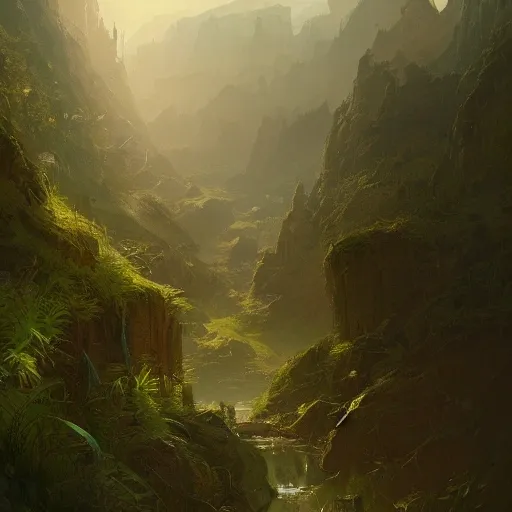 a beautiful portrait of the valley by greg rutkowski and wlop, moss green color scheme, high key lighting, digital art, highly detailed, fine details, intricate, ornate, complex, colorful