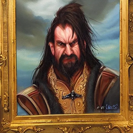 A beautiful oil painting of a dnd character who is greasy, angry, and rat-like