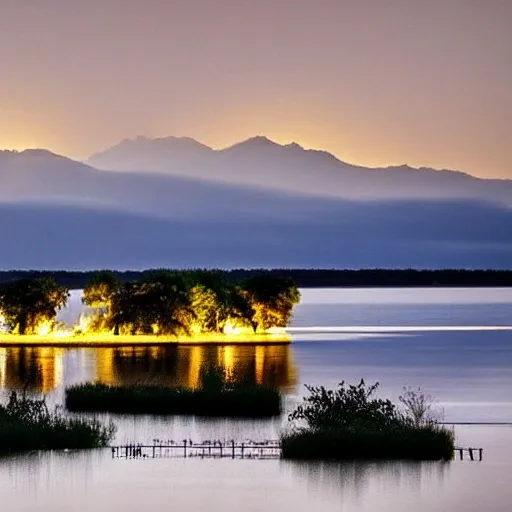 
hiper real imagen de un lago durante la noche en grises, dos leones beben, dos cebras beben, se reflejan en el lago, luna ilumina la escena, art  by Burrard-Lucas 
