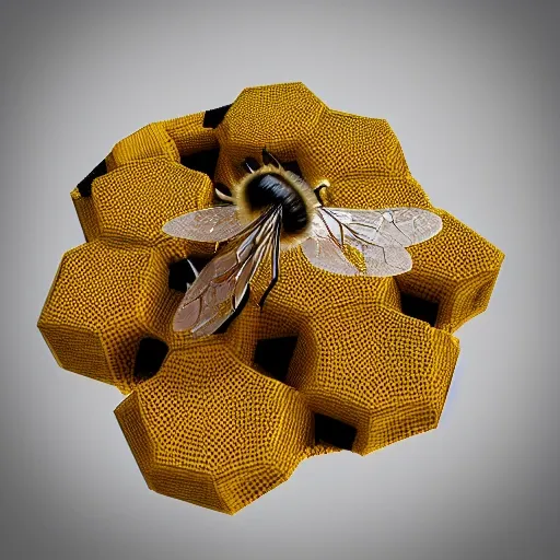 bee on a hive, Render 3D