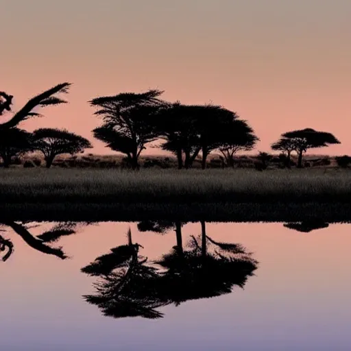 it is night, a hyper-realistic photo of a landscape during the night in Africa, there is a big lake,  two lions drinking water from the lake, lions are reflected in the water, full moon, the image is in black and white, and lions are looking to you, art by Will Burrard-Lucas, 
