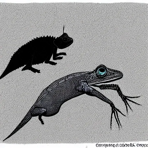 A chameleon  black and a cockroach, Cartoon