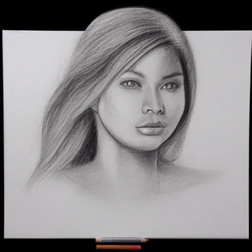 professional photo of a beautiful woman, Pencil Sketch