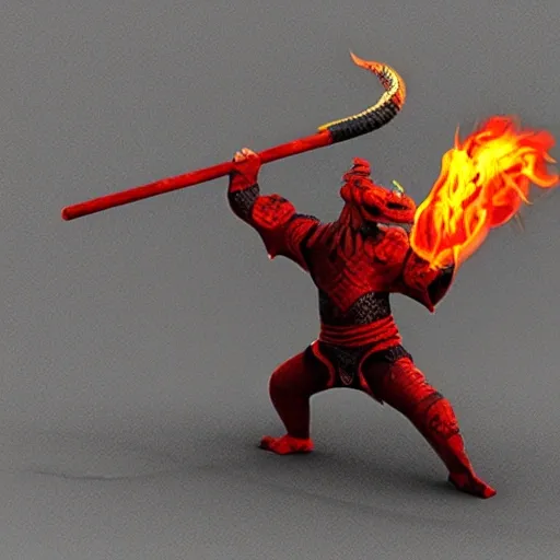 dragon_ oriental_warrior_logo_fire_smoke_rage, 3D