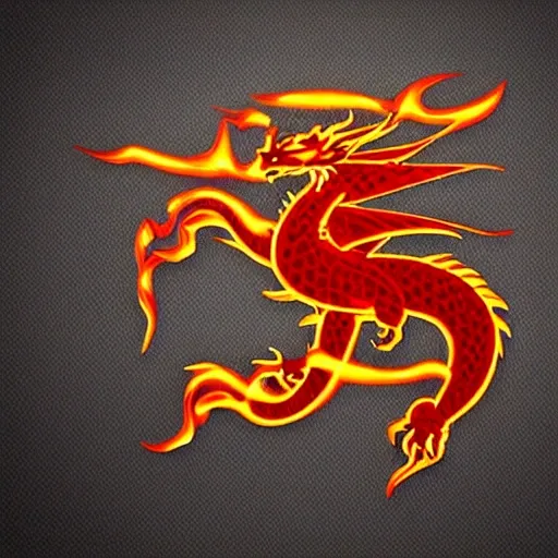 dragon_ oriental_warrior_logo_fire_smoke_rage, 3D