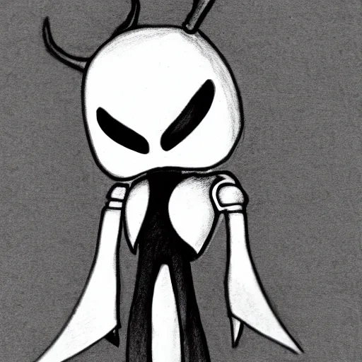 Personaje principal de hollow knight, realista, Pencil Sketch