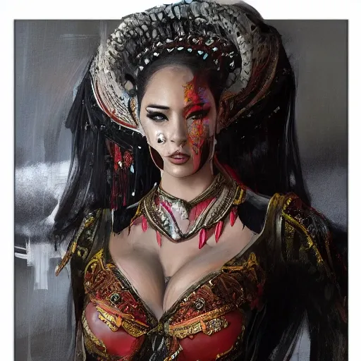 portrait full body female Russian concubine with slim curvy body painting by gaston bussiere, greg rutkowski, yoji shinkawa, yoshitaka amano, tsutomu nihei, donato giancola, tim hildebrandt, oil on canvas, trending on artstation, featured on pixiv, cinematic composition, extreme detail, metahuman creator,(best quality:1.4), ((masterpiece)),((realistic)), (detailed),Negative prompt: paintings, sketches, (worst quality:2.0),(normal quality:2.0), (low quality:2.0), lowres, ((monochrome)), ((grayscale))(monochrome:1.1), (shota:1.5), ((disfigured)), ((bad art)),((NSFW)), bad-hands-5,Steps: 20, Sampler: DDIM, CFG scale: 7, Seed: 4141018083, Size: 512x768, Model hash: 32c4949218, Model: V08_V08, Denoising strength: 0.5, ENSD: 31337, Hires upscale: 2, Hires steps: 20, Hires upscaler: 4x-UltraSharp