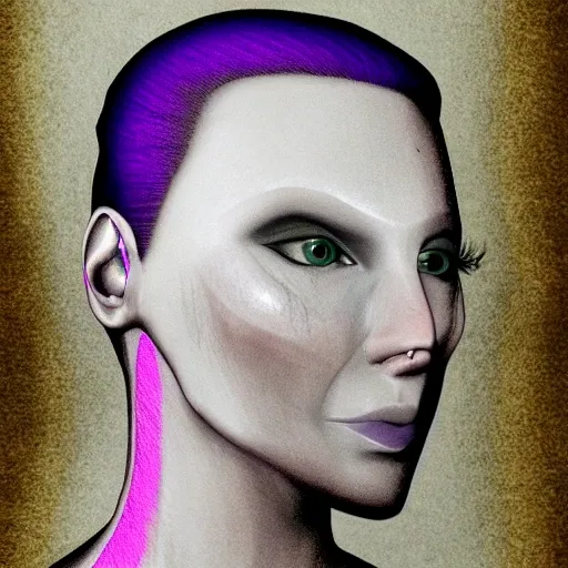 portrait full body, create a modern and ultra-realistic female character, featuring a purple and white color scheme and an iconic circular pendant necklace with a purple gem. The design should be highly detailed with sharp focus, rendered in 8K resolution, and include both a portrait and full-body. The background should be simple to emphasize her beauty and elegance., trending on artstation, featured on pixiv, cinematic composition, extreme detail, metahuman creator,(best quality:1.4), ((masterpiece)),((realistic)), (detailed),Negative prompt: paintings, sketches, (worst quality:2.0),(normal quality:2.0), (low quality:2.0), lowres, ((monochrome)), ((grayscale))(monochrome:1.1), (shota:1.5), ((disfigured)), ((bad art)),((NSFW)), bad-hands-5,Steps: 20, Sampler: DDIM, CFG scale: 7,  Size: 512x768, Model hash: 32c4949218, Model: V08_V08, Denoising strength: 0.5, ENSD: 31337, Hires upscale: 2, Hires steps: 20, Hires upscaler: 4x-UltraSharp